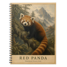 Roter Panda Himalaya-Wald VINTAGE Notizblock
