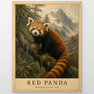 Roter Panda Himalaya-Wald VINTAGE Postkarte