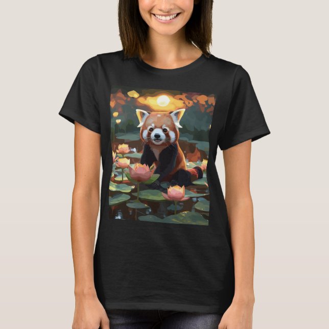 Roter Panda im Lotusteich T-Shirt (Vorderseite)