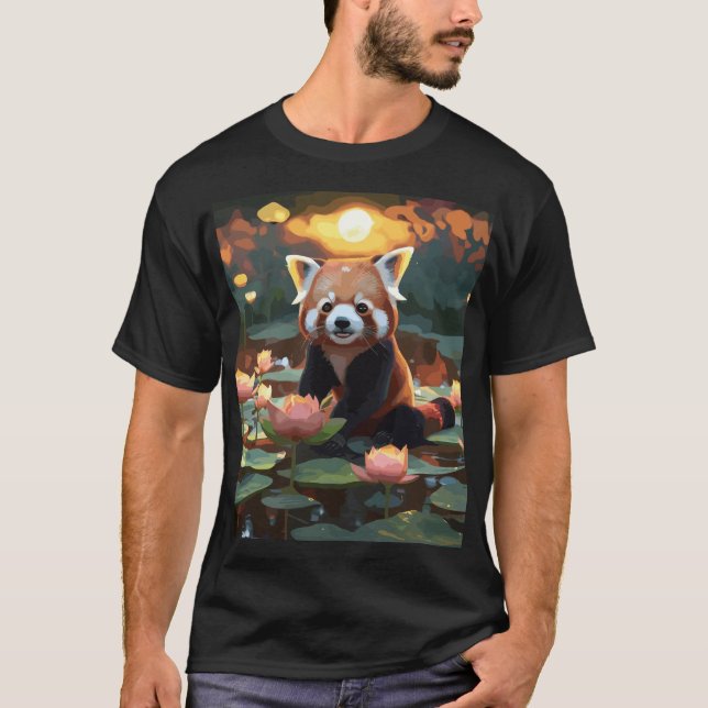 Roter Panda im Lotusteich T-Shirt (Vorderseite)
