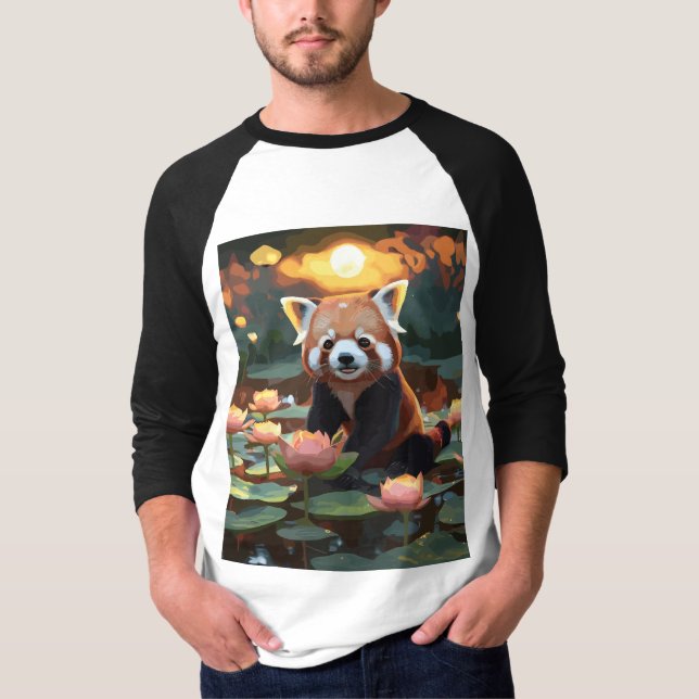 Roter Panda im Lotusteich T-Shirt (Vorderseite)