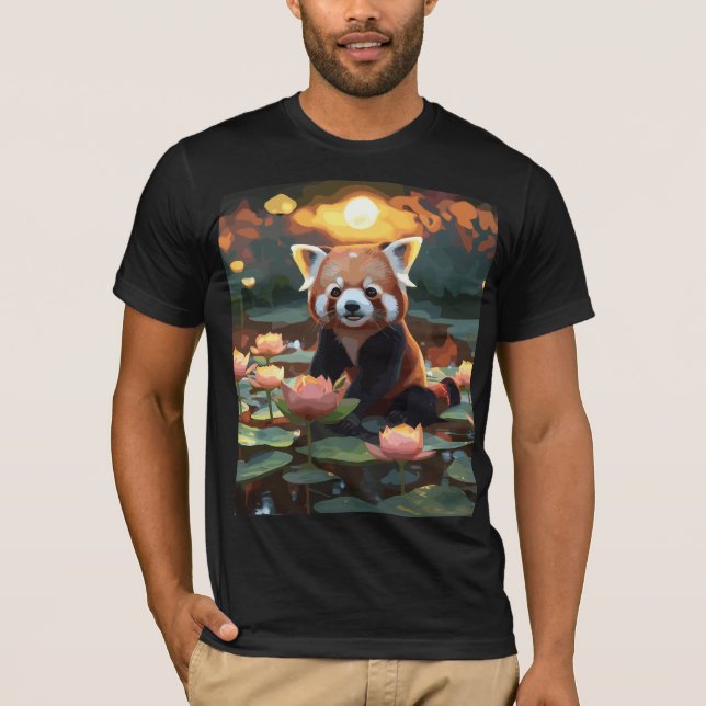 Roter Panda im Lotusteich T-Shirt (Vorderseite)