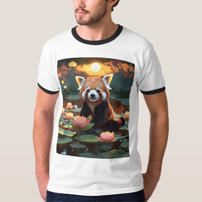 Roter Panda im Lotusteich T-Shirt (Vorderseite)