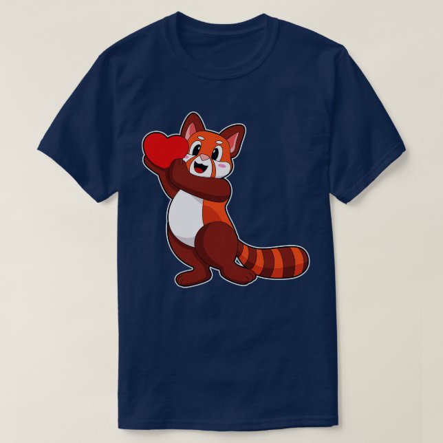 Roter Panda in Liebe mit Herz T-Shirt (Design vorne)