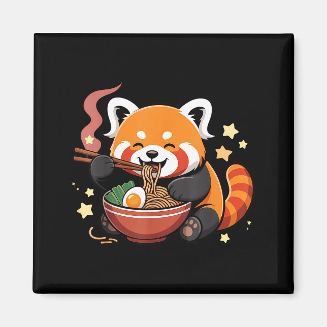 Roter Panda isst Ramen-Nudeln Magnet (Vorne)