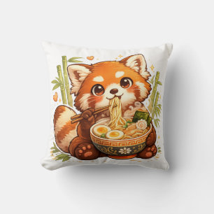 Roter Panda isst Ramen – Süßer gemütlicher Nudelli Kissen