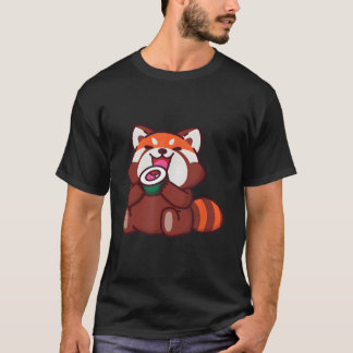Roter Panda isst Sushi Tiere Waschbärfutter T-Shirt