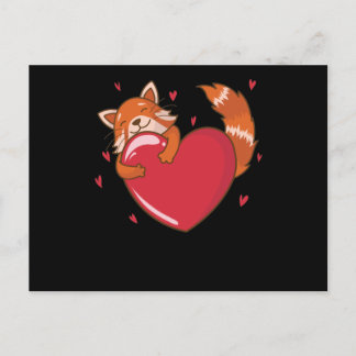 Roter Panda ist verliebt Bärenkatze Bambus Postkarte