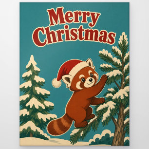 Roter Panda Kiefernrand Tier Weihnachten Postkarte