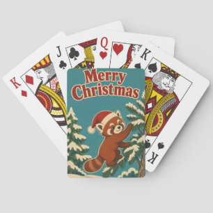 Roter Panda Kiefernrande Tier Weihnachten Spielkarten