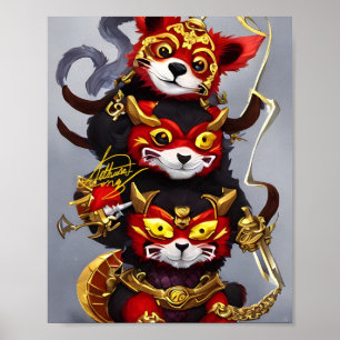 Roter Panda-Knopf Poster