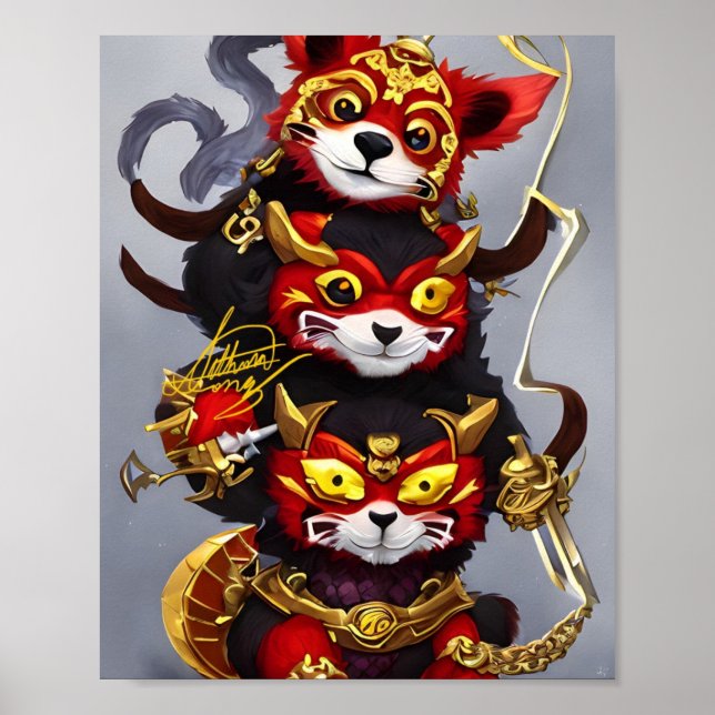 Roter Panda-Knopf Poster (Vorne)