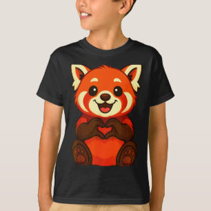 Roter Panda macht Herz mit Händen Valentinstag T-Shirt