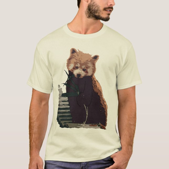 Roter Panda mit Blätter T-Shirt (Vorderseite)