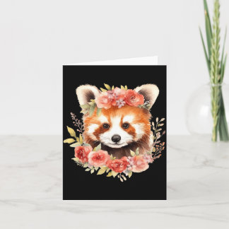 Roter Panda mit Blumenkrone Lustiges Unisex-Design Karte
