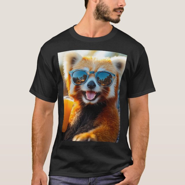 Roter Panda mit cooler Sonnenbrille T-Shirt (Vorderseite)