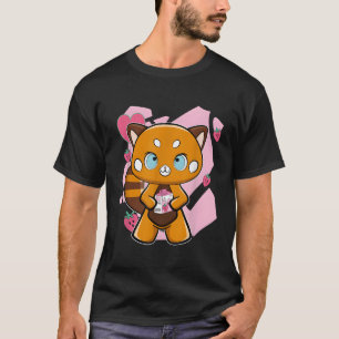 Roter Panda mit Erdbeermilch T-Shirt