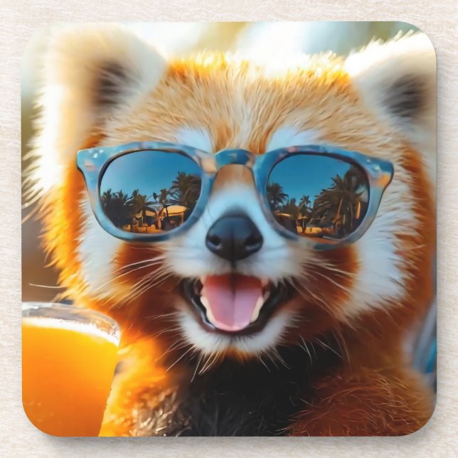Roter Panda mit Smoothie Getränkeuntersetzer (Vorderseite)