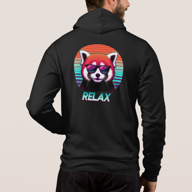 Roter Panda mit Sonnenbrille mit dem Wort Relax Hoodie (Rückseite)