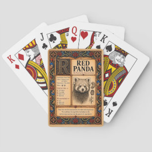 Roter Panda, mittelalterliche Bestiarien-Kunst Spielkarten