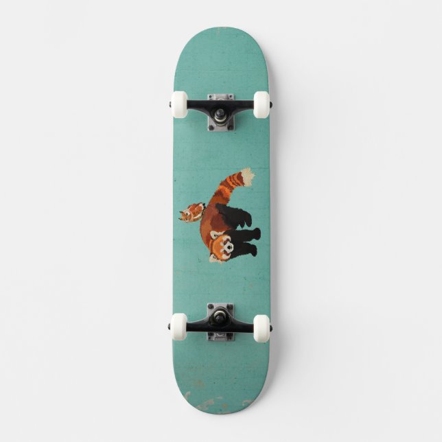 Roter Panda & Owl Skateboard (Vorderseite)