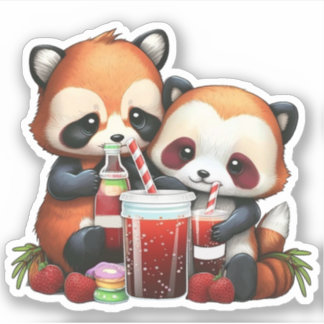 Roter Panda-Picknick Aufkleber