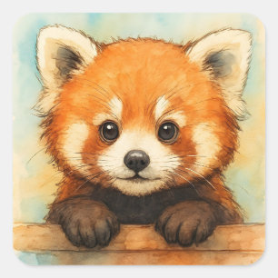 Roter Panda Quadratischer Aufkleber