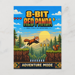 Roter Panda, Retro-8-Bit-Pixel-Art Postkarte