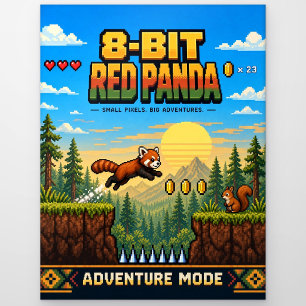 Roter Panda, Retro-8-Bit-Pixel-Art Postkarte