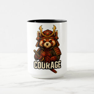Roter Panda-Samurai mit dem Wort Mut Tasse