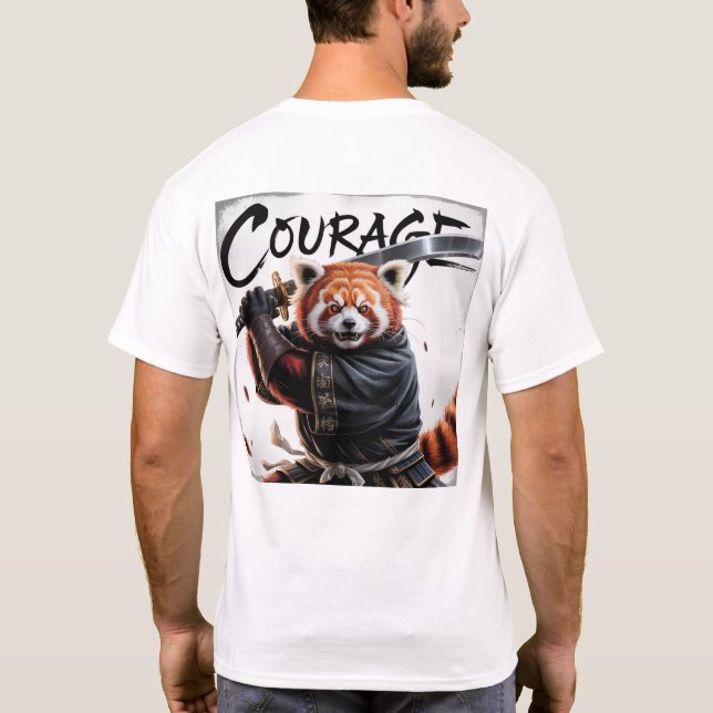 Roter Panda Samurai - Mut T-Shirt (Rückseite)