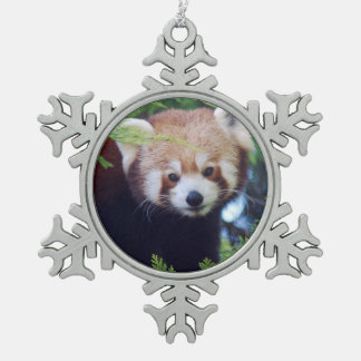 Roter Panda Schneeflocken Zinn-Ornament