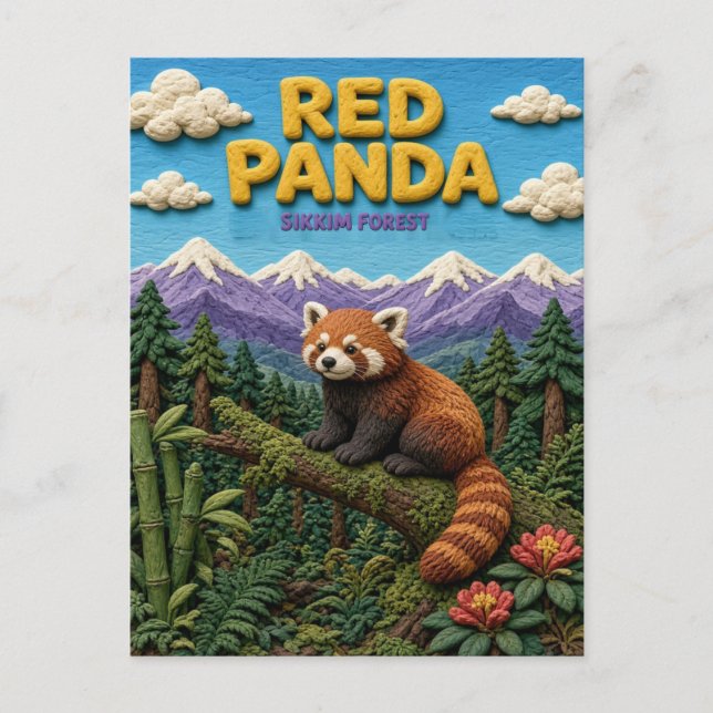 Roter Panda Sikkim Wald Modern KlayKoo Postkarte (Vorderseite)