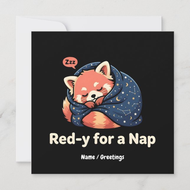 Roter Panda süß schlafend Kawaii Einladung (Vorderseite)