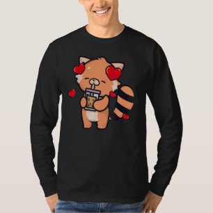 Roter Panda trinkt Boba-Tee Rote Pandas Grafik T-Shirt