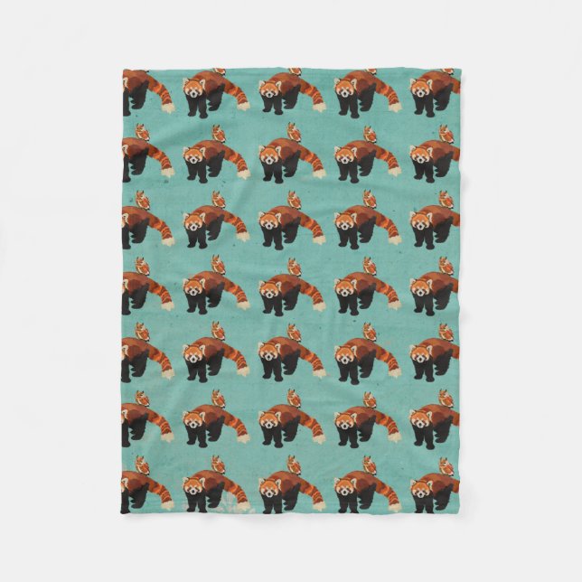 Roter Panda-u. Eulen-Fleece-Decke Fleecedecke (Vorderseite)