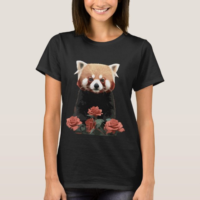 Roter Panda und Rose T-Shirt (Vorderseite)