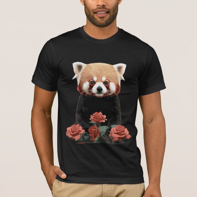 Roter Panda und Rose T-Shirt (Vorderseite)