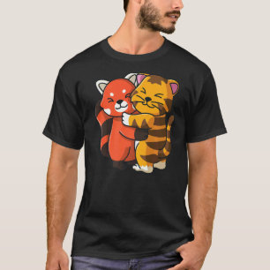 Roter Panda und Tiger Süße Tier umarmt Frauen Gir T-Shirt