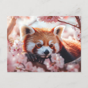 Roter Panda unter den Kirschblüten Postkarte