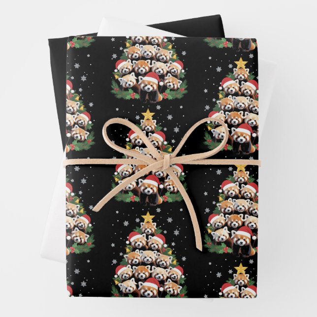 Roter Panda Weihnachtsbaum Lustiges Tier  Geschenkpapier Set (Beispiel)
