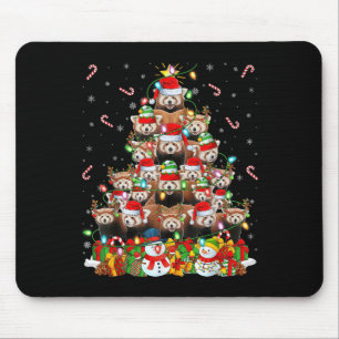 Roter Panda Weihnachtsbeleuchtung Baum Weihnachtsm Mousepad