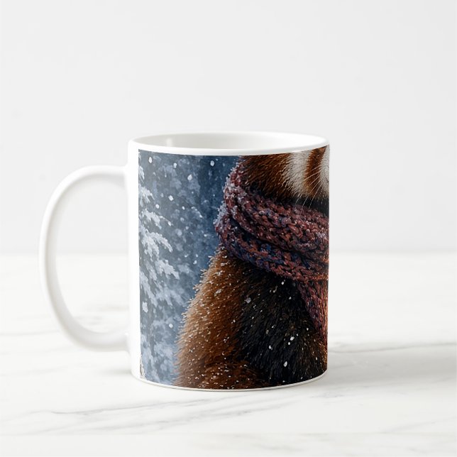 Roter Panda Winter Laternen-Mug Kaffeetasse (Links)