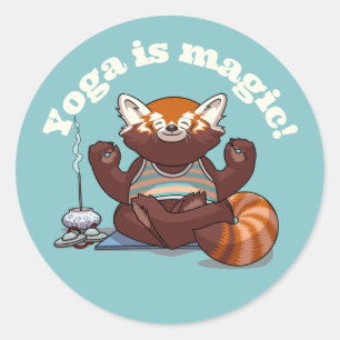 Roter Panda Yoga ist Magie! Tier-Meditations-Kunst Runder Aufkleber