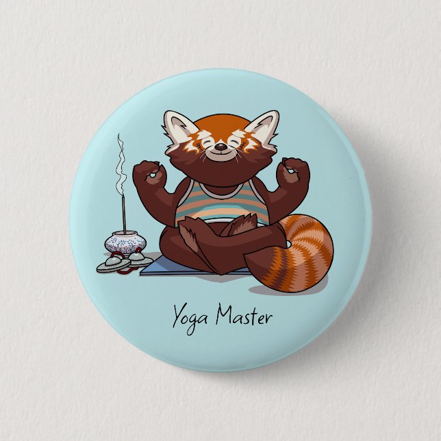 Roter Panda Yoga Meister Studentengeschenk Tierkun Button (Vorderseite)