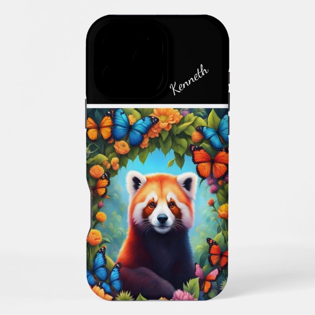 Roter Panda zwischen Blumen iPhone Hülle (Rückseite)