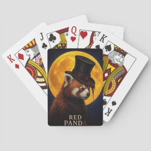 Roter Panda-Zylinderhut-Gothik-Surrealismus Spielkarten