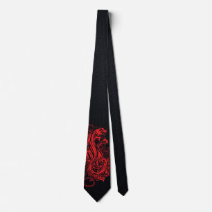 Roter Panther Gothic Luxus Fette Schwarze Aussage Krawatte