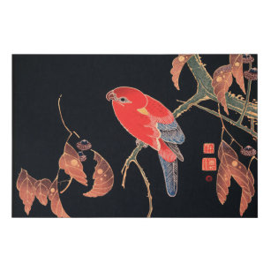 Roter Papagei am Zweig eines Baumes Ito Jakuchu  Künstlicher Leinwanddruck