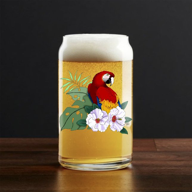 Roter Papagei Tropischer Vogelsittich Dosenglas (Von Creator hochgeladen)